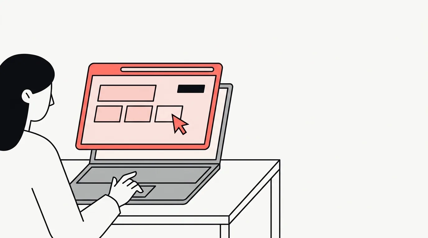 Iemand past rustig contentblokken van een website aan op een laptop