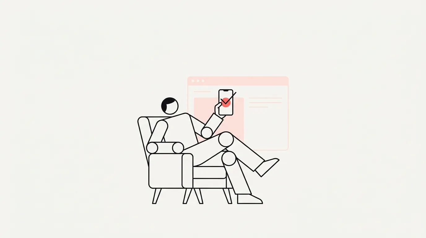 Een ondernemer krijgt een eenvoudige melding op zijn telefoon dat de website-update klaar is