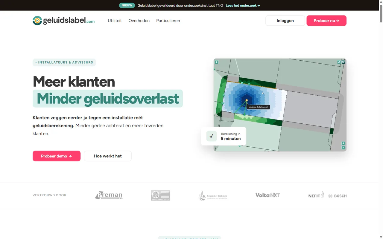 Screenshot van geluidslabel.com