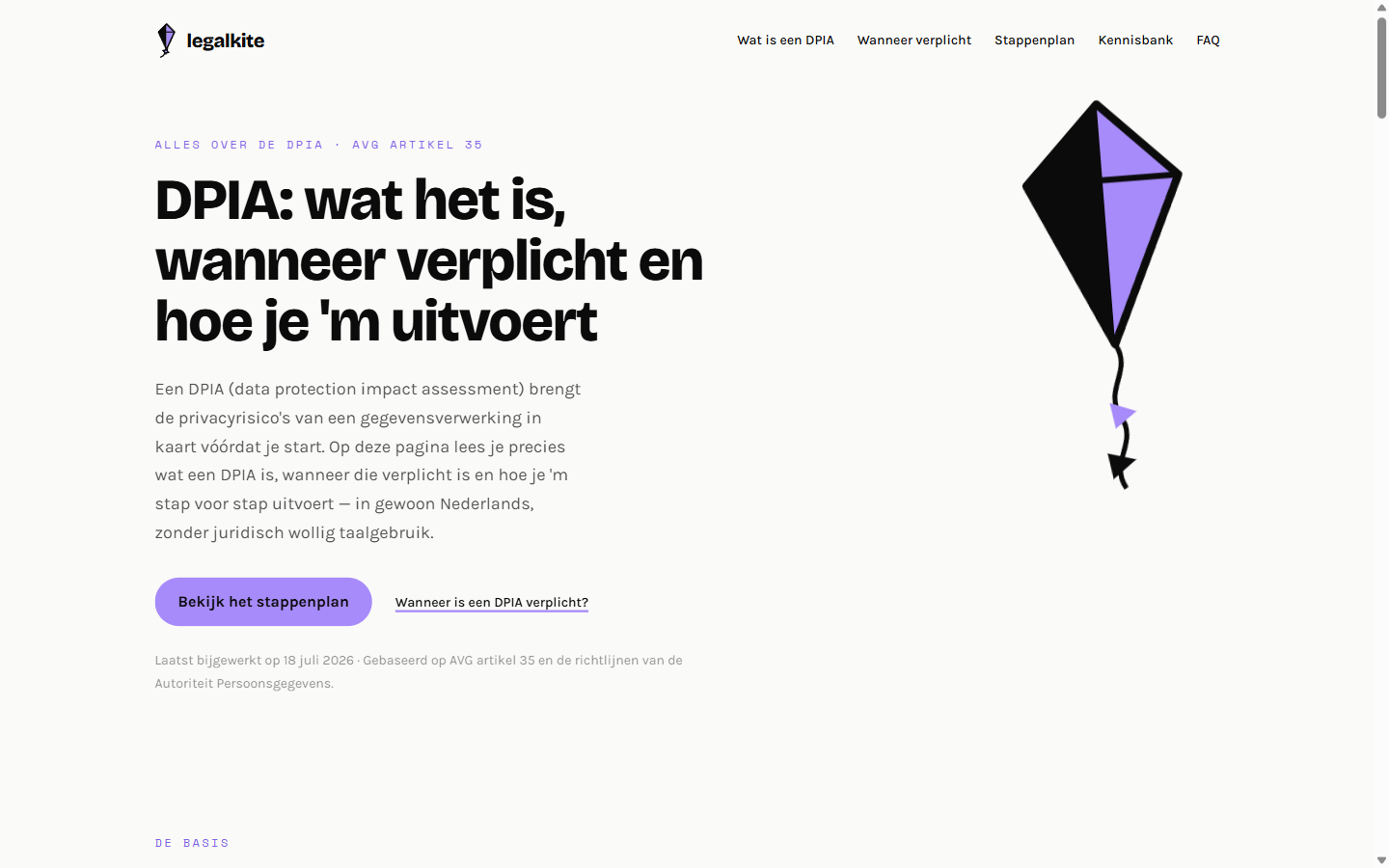 Screenshot van legalkite.nl