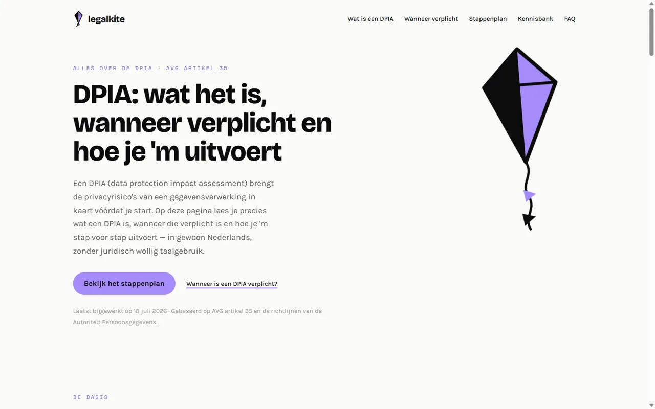 Screenshot van legalkite.nl